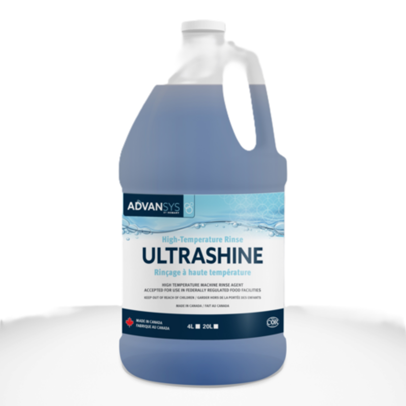 Hobart ULTRASHINE-1 Liquide de rinçage lave-vaisselle commercial haute température, carton de 4x4L