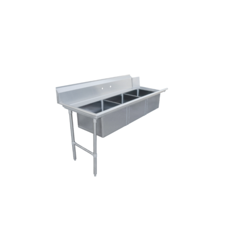 Omcan 48495 Table de lavage droite de 183 cm de gauche à droite avec évier triple