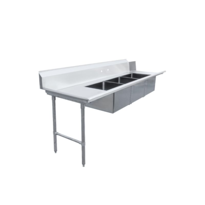 Omcan 48501 Table de prélavage droite pour vaisselle souillée avec évier triple de 108 po
