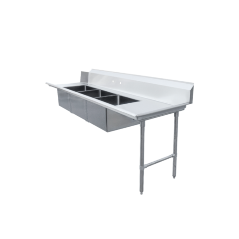 Omcan 48502 Table de plongée en acier inoxydable de 108 pouces de droite à gauche avec 3 éviers