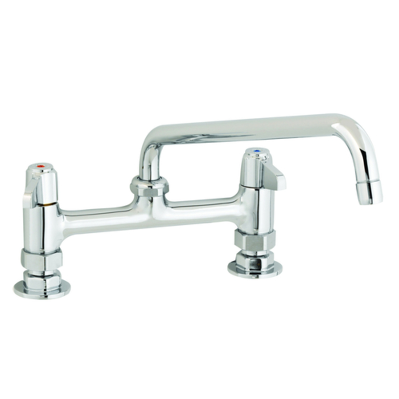 T&S Brass Equip 5F-8DLX12 Commercial 8-Inch Deck Mount Faucet with 12-Inch Swing Nozzle