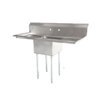 Omcan 25249 Commercial One-Compartment Pot Sink with Double Drainboards - 54" x 23.5"