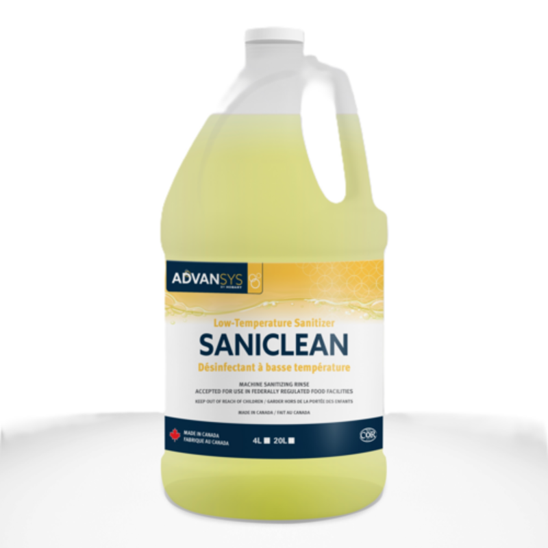 Hobart SANICLEAN-1 Commercial Low-Temperature Dishwasher Sanitizer - 4 x 4L Case