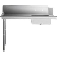 Omcan 28486 60-Inch Left-Side Stainless Steel Soiled Dishtable with Integrated Sink