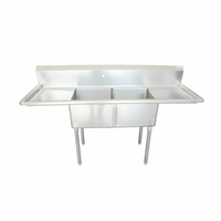 EFI SI818-2B 84-Inch Stainless Steel 2-Compartment Commercial Prep Sink with Dual Drainboards