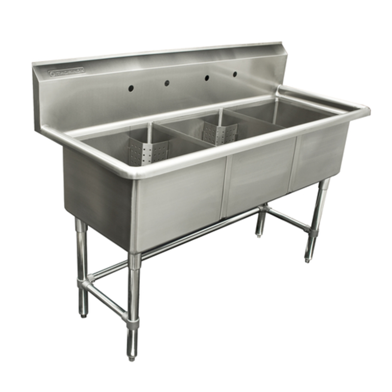 Thorinox TTS-2424-0 Heavy-Duty 3-Compartment Commercial Sink (77" x 29.5")