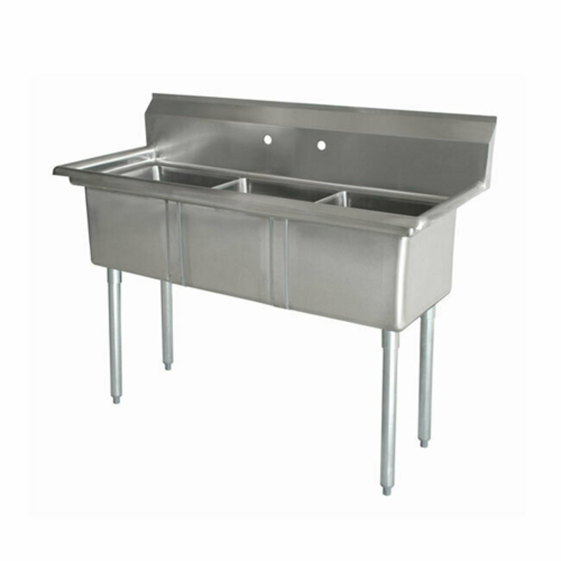Omcan 43758 Commercial 3-Compartment Stainless Steel Sink - 35" x 19.5"