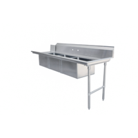 Omcan 48498 84-Inch Right-to-Left Commercial Soiled Dishtable with Triple Sink