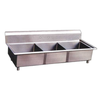 Omcan 22114 Commercial 3-Compartment Stainless Steel Pot Sink - 59" x 23.5"
