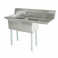 Omcan 43770 56.5" x 23.5" Double Compartment Commercial Pot Sink with Right Drainboard